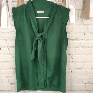 Anthropologie Top by Tulle sz Small Green Bow Blouse